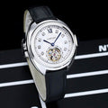 Open-Heart Automatic Watch, Silver-Tone Case & Black Strap