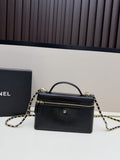 Chanel Lizard-Embossed Mini Vanity Bag with Chain – Black