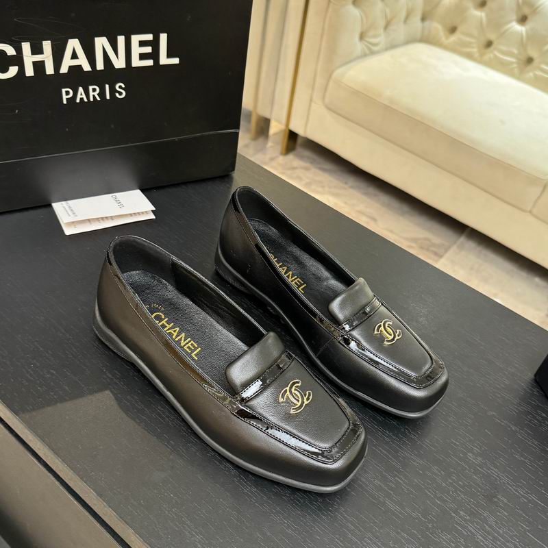 Chanel Paris Black Leather CC Logo Loafers
