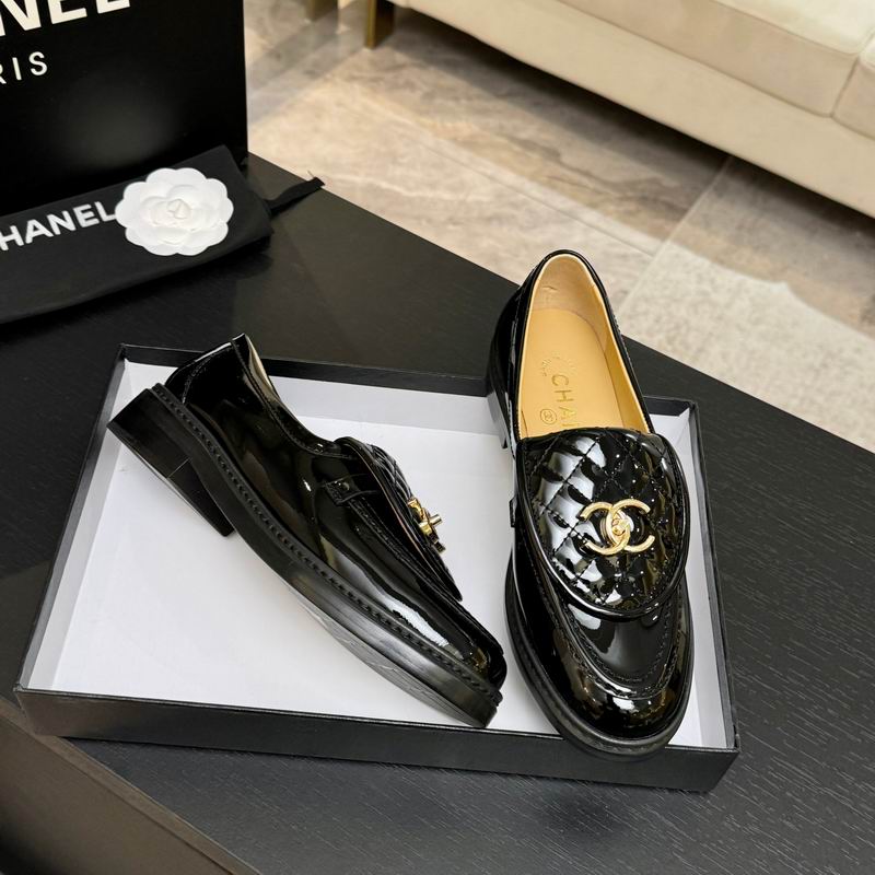 Chanel Patent Leather Quilted CC Loafers