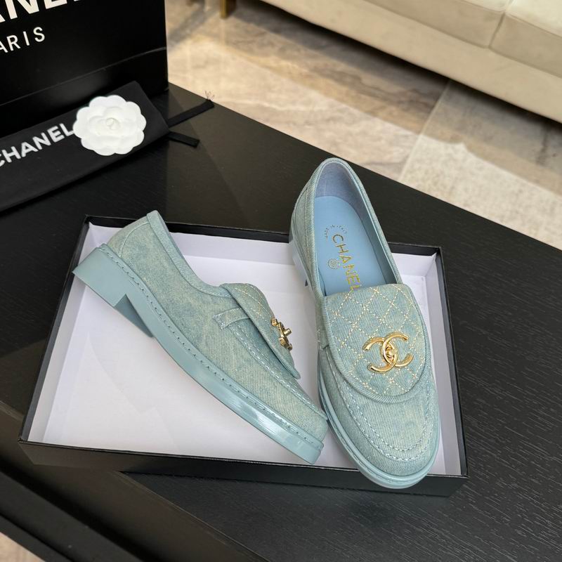 Chanel CC Logo Light Blue Loafers