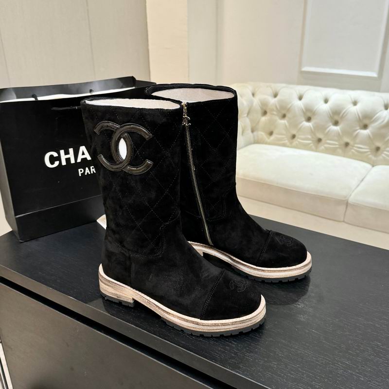 Chanel Quilted Mid-Calf Boots with Shearling Lining