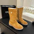 Chanel Tan Tall Boots with Side Zipper