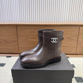 Chanel CC Logo Buckle Ankle Boots – Dark Brown Calfskin Leather