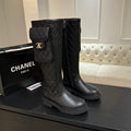 Chanel Quilted Leather Knee-High Boots with CC Pocket