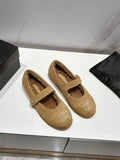 Chanel CC Logo Mary Jane Ballet Flats – Camel Shearling