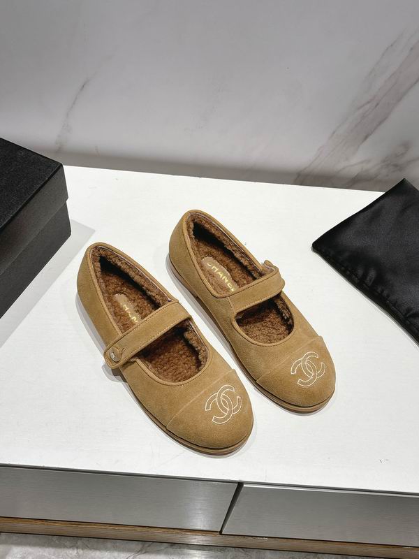 Chanel CC Logo Mary Jane Ballet Flats – Camel Shearling