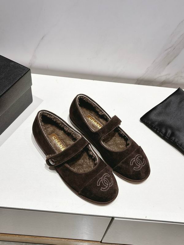 Chanel Brown Logo Mary Jane Flats