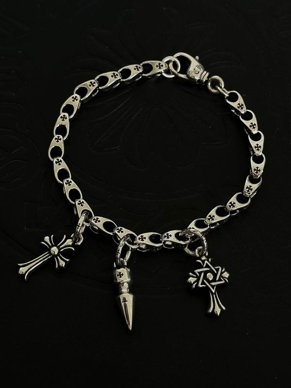 Chrome Heart Silver-Tone Gothic Multi-Charm Link Bracelet