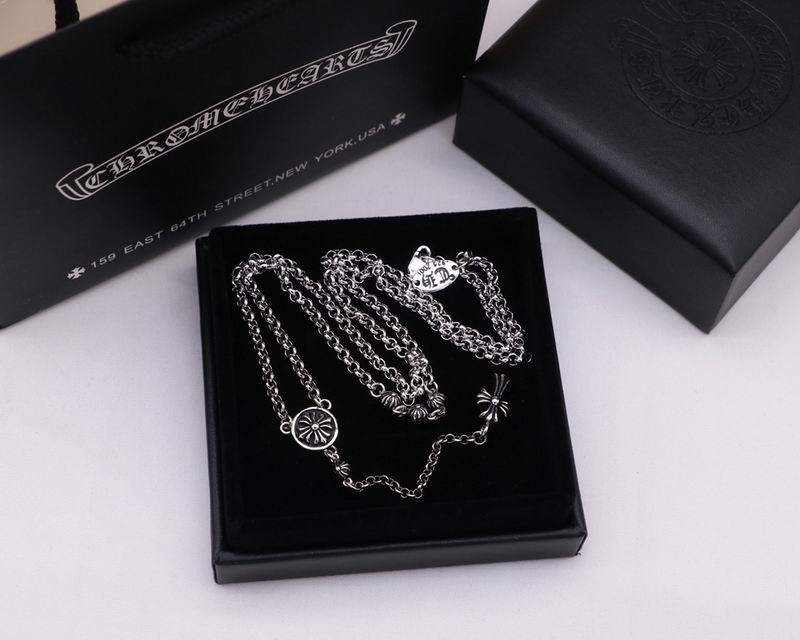Chrome Hearts Layered Cross & Floral Necklace