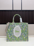 Christian Dior Book Tote – Green Multicolor Lily of the Valley Embroidery (Large)