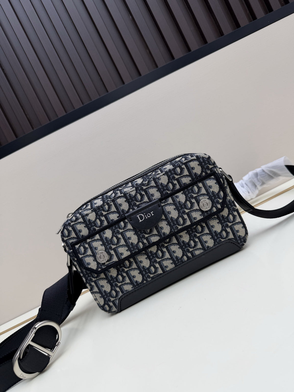 Dior Oblique Jacquard Camera Bag – Navy & Black
