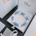 Dior Blue & White Beaded Charm Bracelet