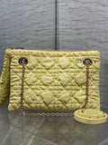 Dior Quilted Yellow Shoulder Bag with Gold Chain