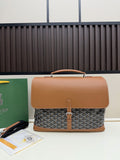 Goyard Tan & Dark Patterned Structured Top-Handle Handbag
