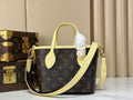 LV Monogram Canvas Tote Bag with Pale Yellow Leather Trim