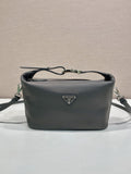 Prada Leather Crossbody Bag – Slate Gray