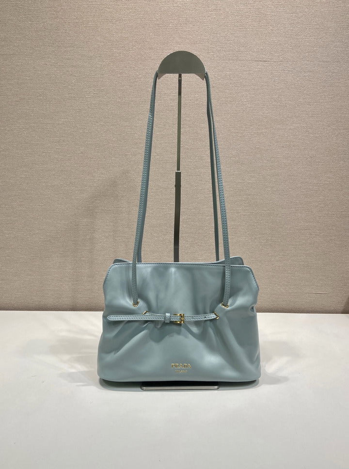 Prada Soft Leather Shoulder Bag in Powder Blue