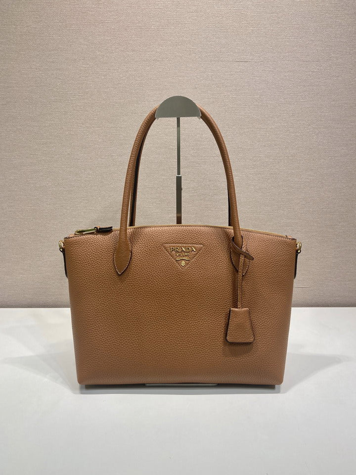 Prada Vitello Daino Leather Tote Bag — Caramel
