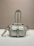 White Leather Shoulder Bag with Buckle Detail