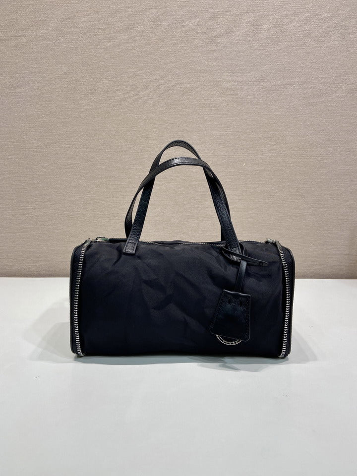 Prada Re-Nylon Barrel Bag in Black