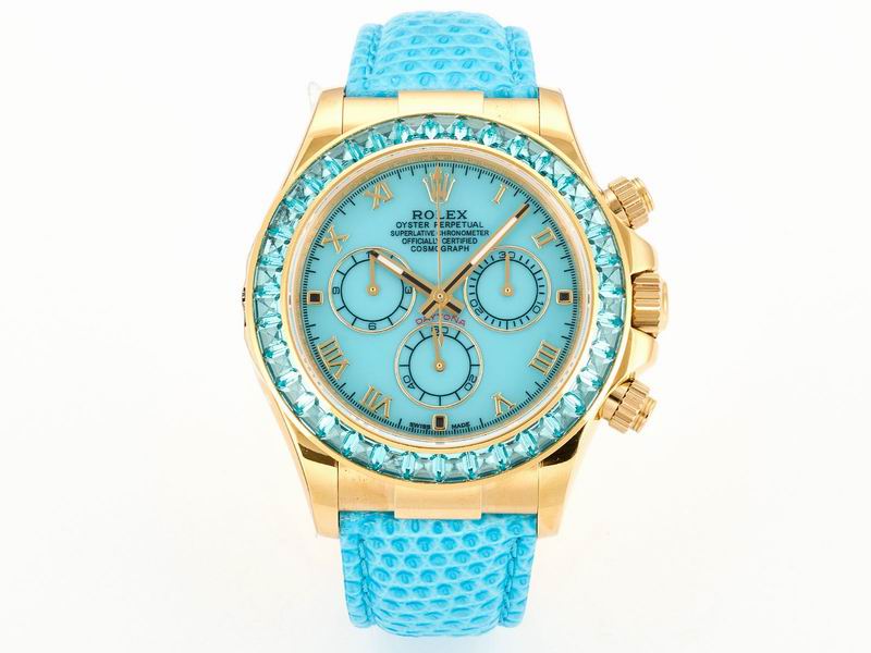 Rolex Cosmograph Daytona-Style Chronograph Watch, Turquoise & Gold
