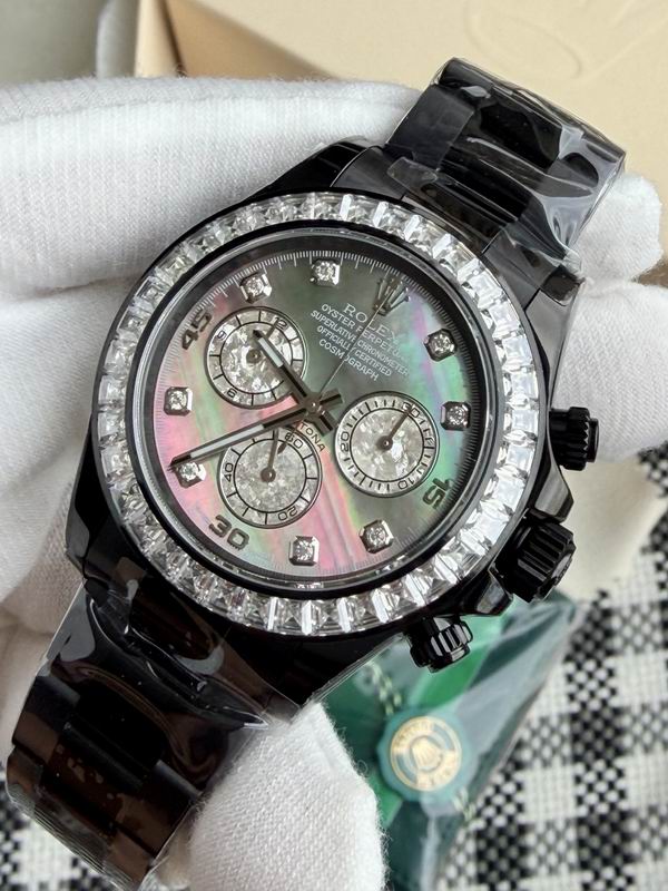 Black Daytona Diamond Bezel Chronograph Watch