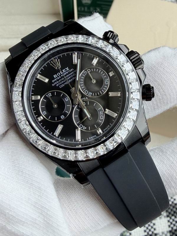 Rolex Cosmograph Daytona – Black DLC with Diamond Bezel & Oysterflex Strap