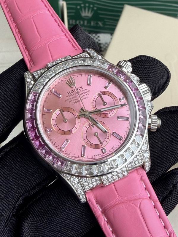 Rolex Cosmograph Daytona – Pink Dial, Diamond & Sapphire Bezel, Pink Alligator Strap