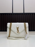 YSL White Quilted Chain Shoulder Bag