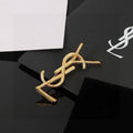 Saint Laurent YSL Gold Monogram Brooch