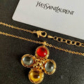 YSL Multi-Stone Gold Pendant Necklace