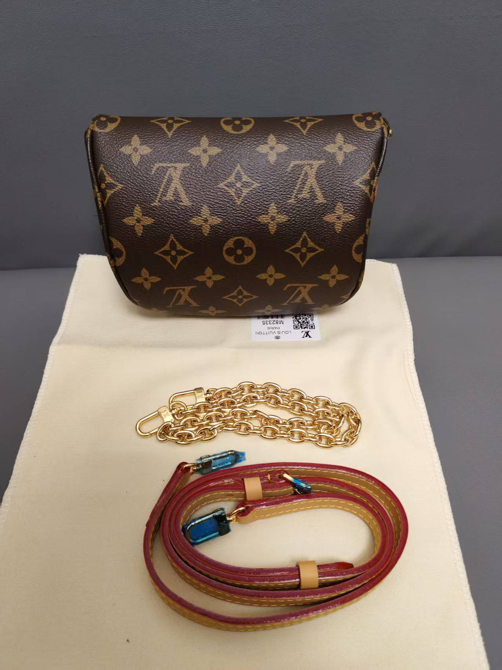 Louis Vuitton Monogram Canvas Mini Crossbody Bag with Chain & Leather Strap
